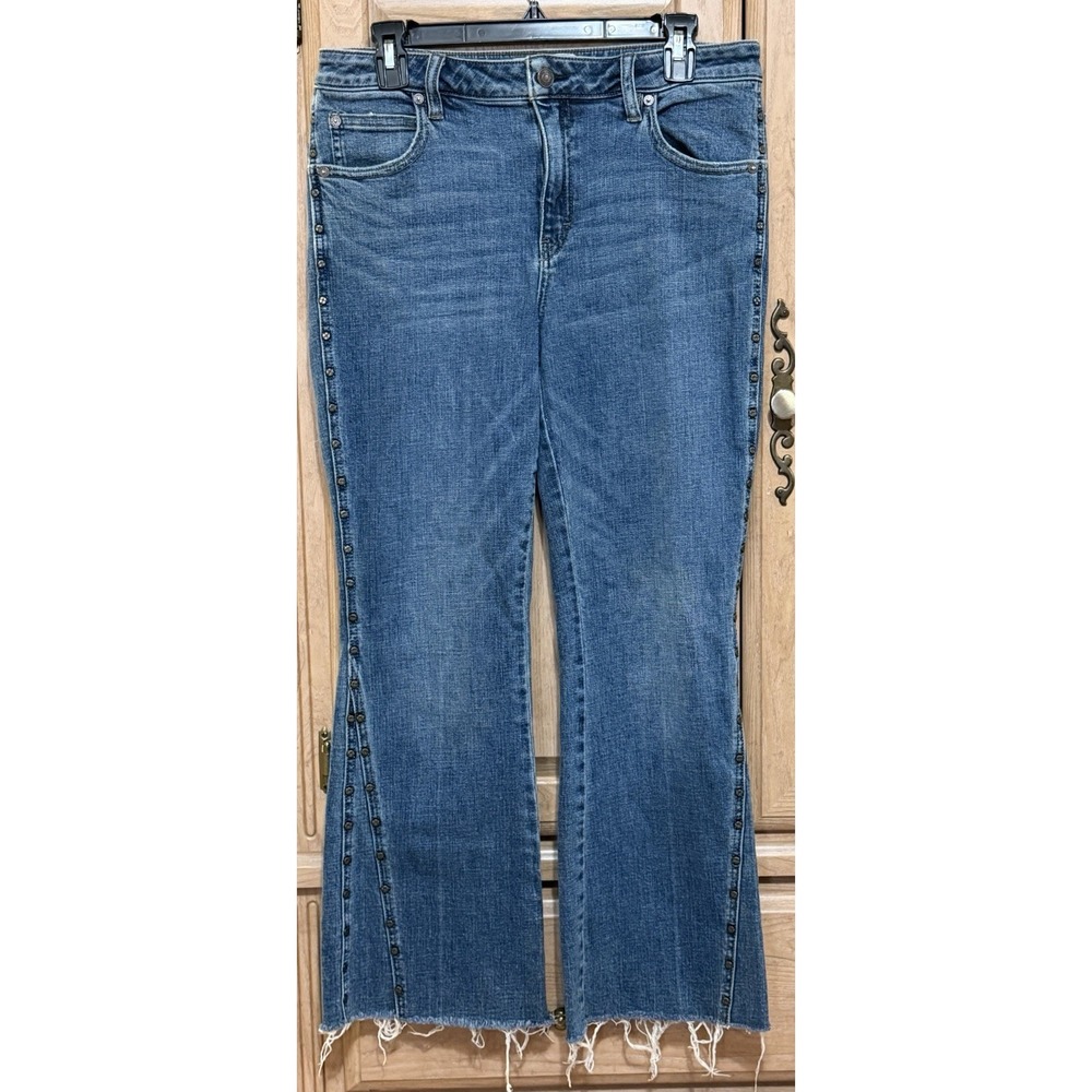 Free People Jeans Womens 30 High Rise Bootcut Denim Metal Studded Embellished